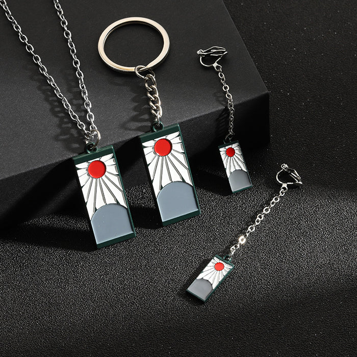 Demon Slayer Tanjiro Necklace, Earrings and Keychain